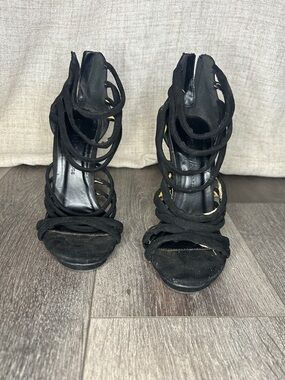 Wild Diva Black Strappy Gladiator High Heels